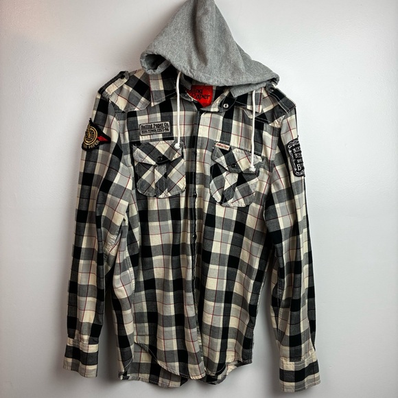 Rolling Paper Plaid Snap-Front Biker Shacket - Picture 3 of 9